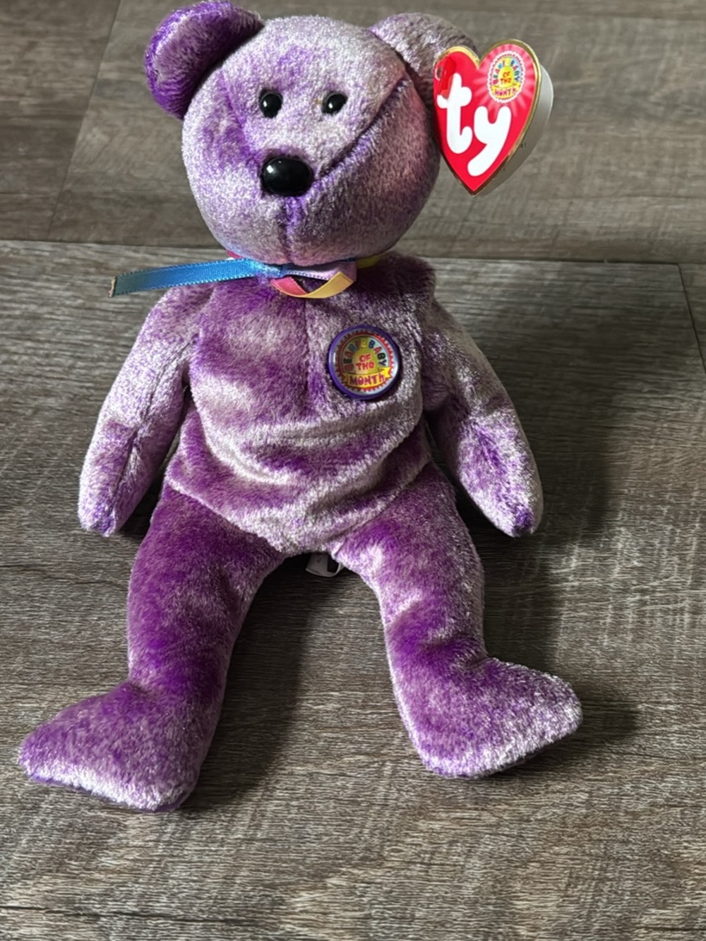 TY Dreamer Beanie Baby of the Month March 2003 Purple Bear